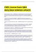 CWEL License Exam Q&A 2023/2024 VERIFIED UPDATE