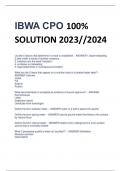 IBWA CPO 100%  SOLUTION 2023//2024 questions and answers