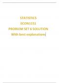 Statistics Econ1151 problem set 6  solutions with best explained answers