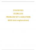 Statistics Econ1151 problem set 4  solutions with best explained answers