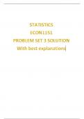 Statistics Econ1151 problem set 3  solutions with best explained answers