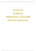 Statistics Econ1151 problem set  1 solutions with best explained answers