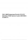 NSG 3400 Postpartum Practice NCLEX Questions With Answers Latest 2023/2024 | Graded A+