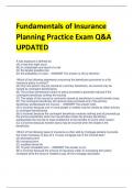 Fundamentals of Insurance  Planning Practice Exam Q&A  UPDATED