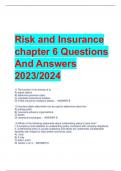 Risk and Insurance  chapter 6 Questions  And Answers  2023/2024