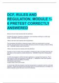 DCF, RULES AND  REGULATION, MODULE 1- 6 PRETEST CORRECTLY  ANSWERED