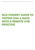 NLN STUDENT GUIDE TO  TESTING PAX & NACE  WITH A REMOTE LIVE  PROCTO