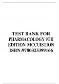 TEST BANK FOR PHARMACOLOGY 9TH EDITION MCCUISTION ISBN:9780323399166