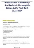 Introduction To Maternity And Pediatric Nursing 8th Edition Leifer Test Bank 2023/2024