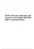 NURS 328 Final Exam Questions and Answers Latest Update 2023/2024 (GRADED 100%)