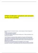  CPMA Certification questions and answers verified and updated.