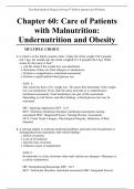 Chapter 60: Care of Patients with Malnutrition: Undernutrition and Obesity   Test Bank Medical Surgical Nursing 9th Edition Ignatavicius Workman