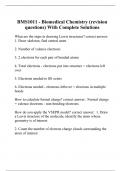 BMS1011 - Biomedical Chemistry (revision questions) With Complete Solutions