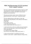 NRSG 106 Pharmacology NCLEX questions With Complete Solutions