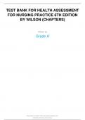 TEST BANK FOR HEALTH ASSESSMENT FOR NURSING PRACTICE 6TH EDITION BY WILSON Chapter 6: Pain Assessment