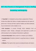 WGU D073 Best Practices in Management: Projects, Staffing, Scheduling, and Budgeting questions and answers Latest 2023 - 2024 (verified answers)