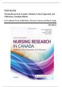 Test Bank - Nursing Research in Canada: Methods, Critical Appraisal, and Utilization, 3rd, 4th and 5th Edition by LoBiondo-Wood | All Chapters