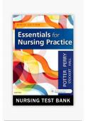 TEST BANK. Essentials for Nursing Practice 9th Edition Potter. All Chapters 1-40. 