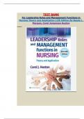 Test Bank For Leadership Roles and Management Functions in Nursing Theory and Application 11th Edition By Bessie L. Marquis, Carol Jorgensen Huston