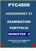 PYC4809 ASSIGNMENT( PORTFOLIO EXAM) --SEMESTER 2--DUE 26 SEPTEMBER 2023