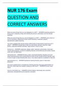 NUR 176 Exam  QUESTION AND  CORRECT ANSWERS 2023