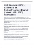 NUR 2063 / NUR2063:  Essentials of  Pathophysiology Exam 2  (Latest 2022 / 2023)  Rasmussen