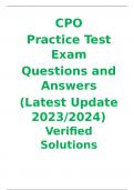 CPO  Practice Test Exam  Questions and Answers  (Latest Update 2023/2024) Verified Solutions