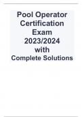 Pool Operator Certification Exam  2023/2024  with  Complete Solutions