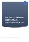 HESI A2 V2 RETAKE EXAM 2023 GRAMMAR VOCABULARY & READING.