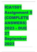 ICA1501 Assignment 5 (COMPLETE ANSWERS) 2023 - DUE 27 September 2023