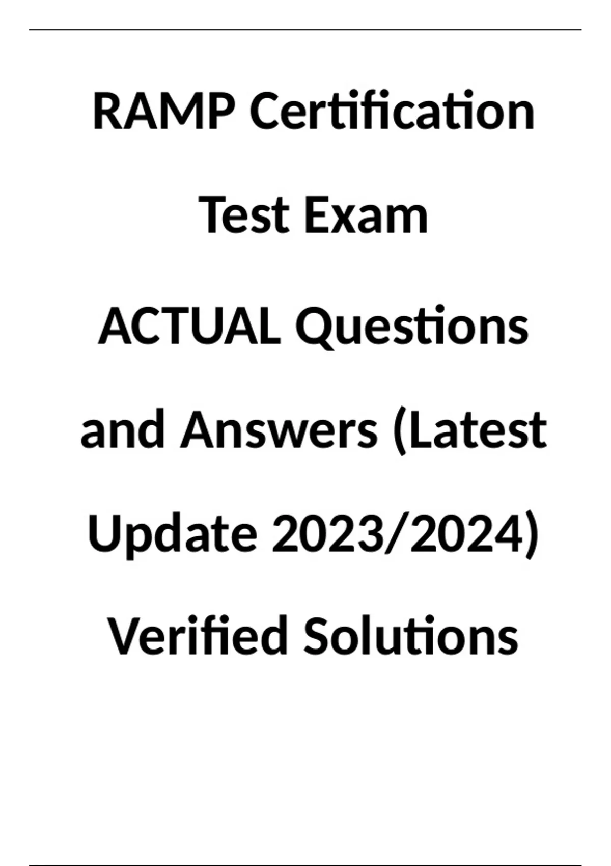RAMP Certification Test Exam ACTUAL Questions and Answers (Latest