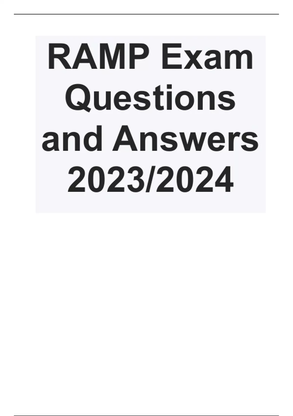 RAMP Exam Questions and Answers Ramp Stuvia US