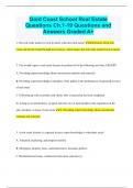 Gold Coast School Real Estate Questions Ch.1-19 Questions and Answers Graded A+