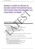 Seidels Guide to Physical Examination 8th Edition by Ball TEST BANK All Chapters