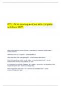  PTU: Final exam questions with complete solutions 2023.