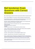 Bail bondsman Exam Questions with Correct Answers 