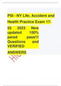  PSI - NY Life, Accident and   Health Practice Exam 17-55 2023 New updated 100% pared pass!!!