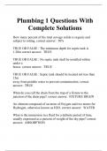 Plumbing 1 Questions With Complete Solutions