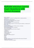 NUR206 Infection Control Exam Questions with Correct Answers 