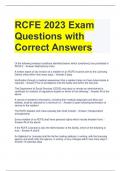 RCFE 2023 Exam Questions with Correct Answers 