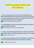 VATI PN Comprehensive Predictor 2020 Green Light Exam Questions and Answers (Verified Answers)