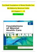TEST BANK For Morrison-Valfre, Foundations of Mental Health Care 8th Edition, Verified Chapters 1 - 33, Complete Newest Version