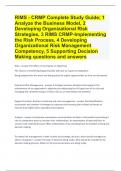 RIMS - CRMP Complete Study Guide; 1 Analyze the Business Model, 2 Developing Organizational Risk Strategies, 3 RIMS CRMP-Implementing the Risk Process, 4 Developing Organizational Risk Management Competency, 5 Supporting Decision Making