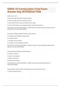 OSHA 10 Construction Final Exam Answer Key INTRODUCTION EXAM(Answered;graded A+)