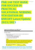 PNR 140 TEST BANK FOR SUCCESS IN PRACTICAL VOCATIONAL NURSING 9TH EDITION BY KNECHT Latest Update 2023/2024