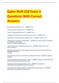 Galen NUR 210 Exam 3 Questions With Correct  Answers