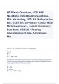 HESI Math Questions, HESI A&P Questions, HESI Reading Questions, Hesi Vocabulary, HESI A2: Math practice test, BEST hesi a2 version 1 and 2, HESI Math Questions!!!, Hesi A2 Vocabulary from book, HESI A2 - Reading Comprehension!, hesi A2 Entrance Newest se