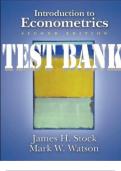 Introduction to Econometrics  2nd Second Edition by M. W. Watson and J. H. Stock. All Complete Chapters 1-10 Test Bank