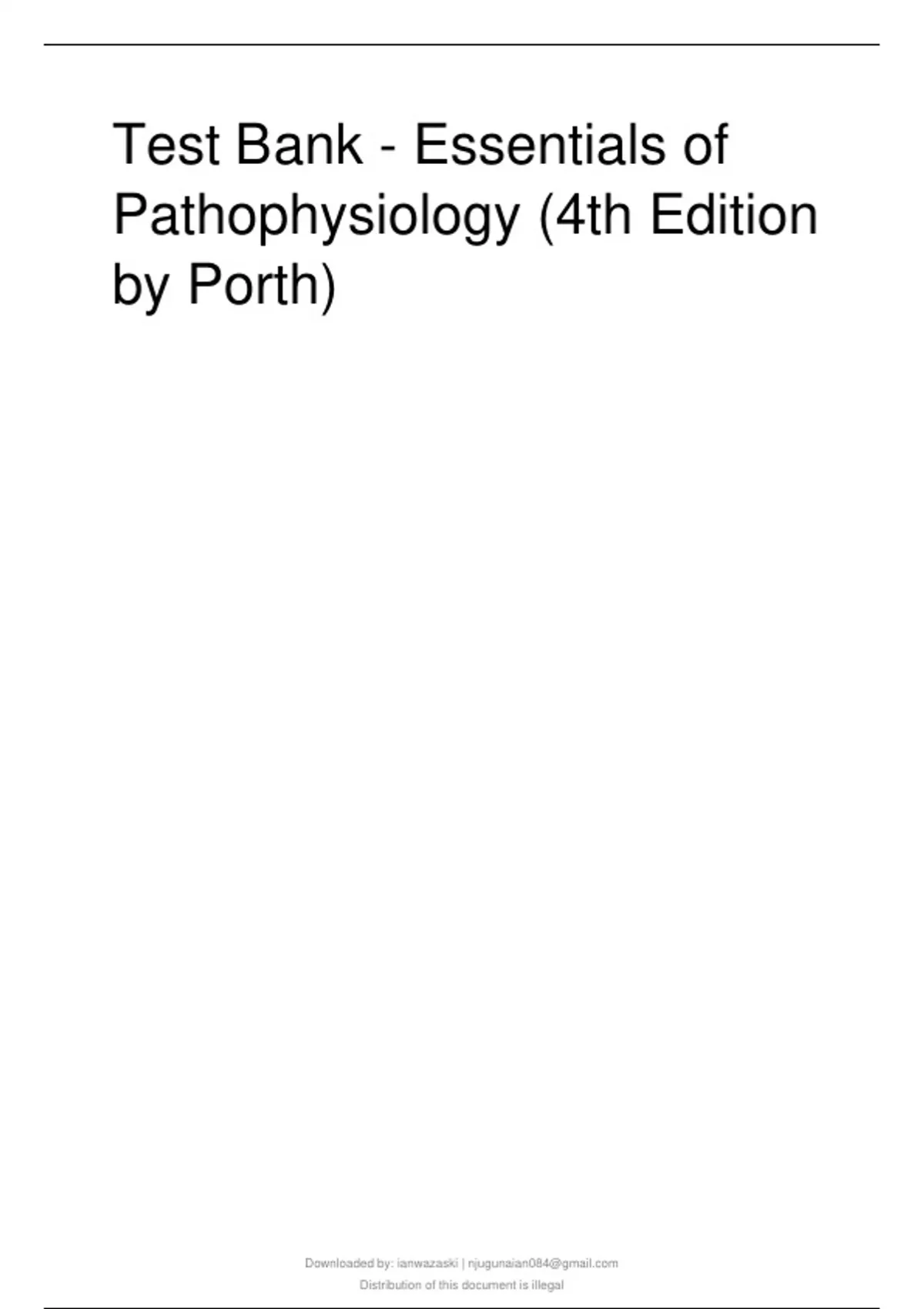 Test Bank - Essentials of Pathophysiology (4th Edition by Porth ...