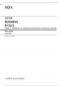 AQA GCSE BUSINESS Paper 2 JUNE 2023 MARK SCHEME:  Influences of marketing and finance on business activity